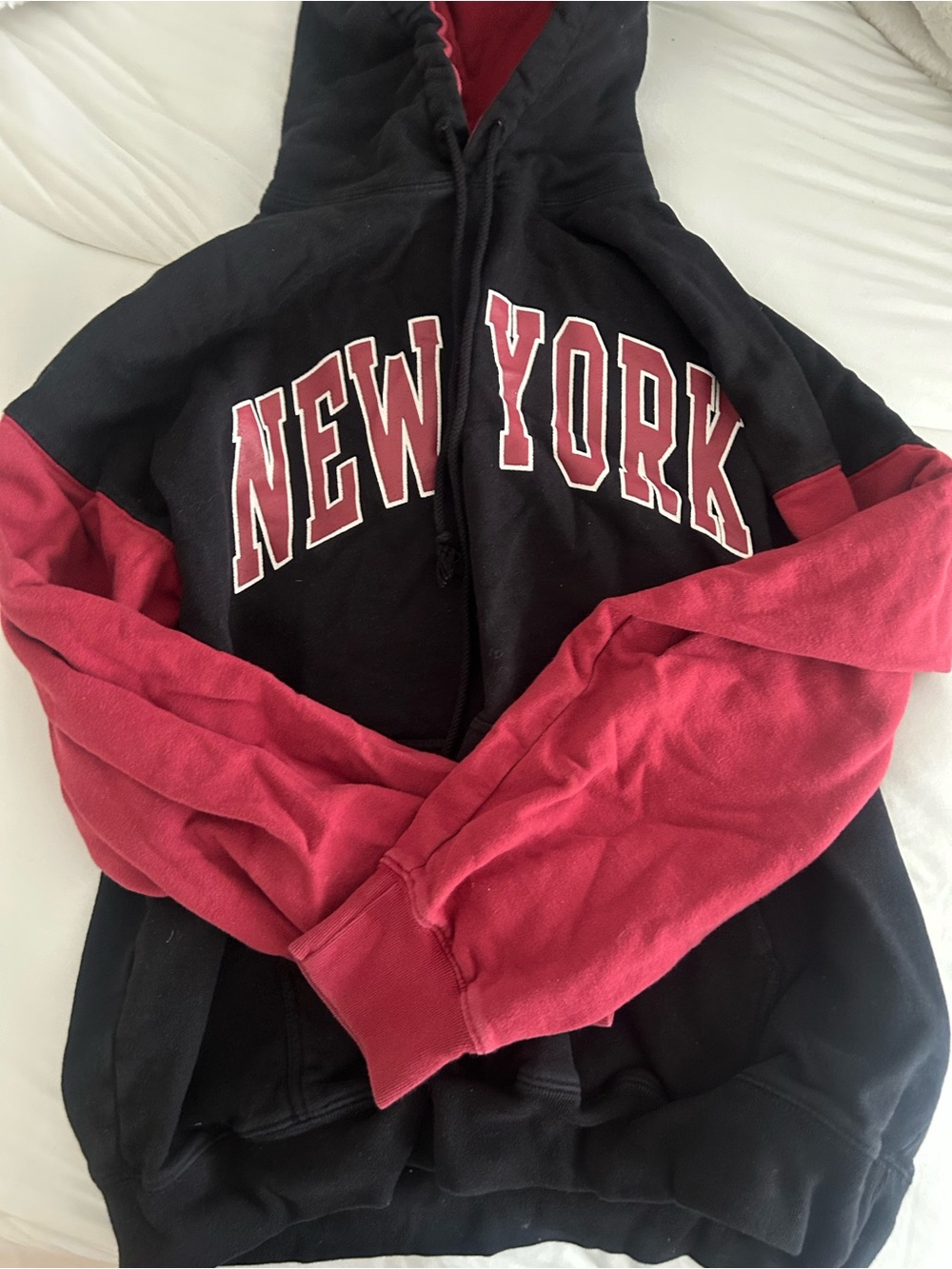 Brandy Melville NEW YORK Two-Tone Hoodie in Black and Red